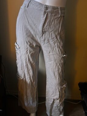 SHEIN Light Gray Cargo Jumpsuit Pants with Side Pockets